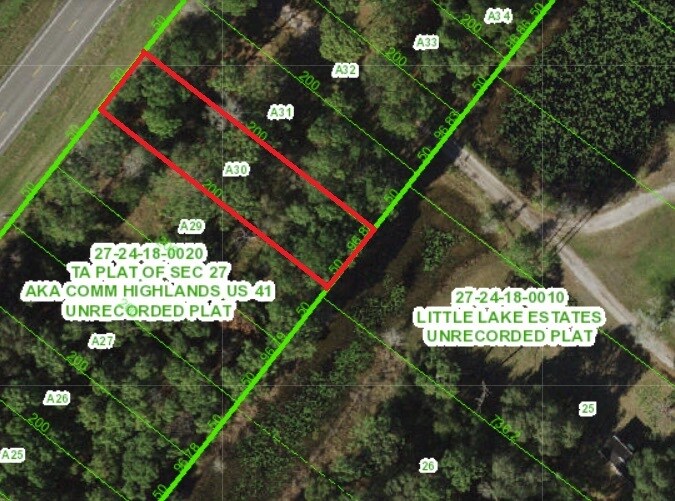 Aerial Plat Map of 0.23 AC Commercial Lot on US Highway 41 in Spring Hill